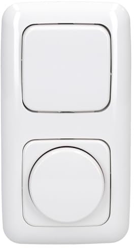 Busch-Jaeger Schalter - Dimmer Set: 2506-214 Wippe + 2512-214 Abdeckrahmen 2-fach + 2115-214 Zentralscheibe + 6523 U-102 Drehdimmer + 2000/6 US-500 Wippschalter-Einsatz Alpinweiß Reflex SI