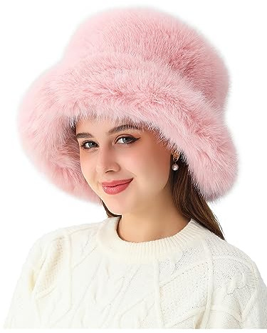 sy soul young Damen Winter Kunstpelz Plüsch Bucket Hat Warme Fischerhüte