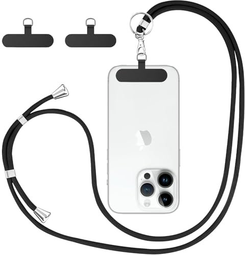 flintronic Phone Lanyard, Adjustable Universal Cell Phone Cord Strap, Phones Tether, for Neck Strap Crossbody Straps Wrist Straps, Compatible with most Phones Cases, with Keychain and Patch