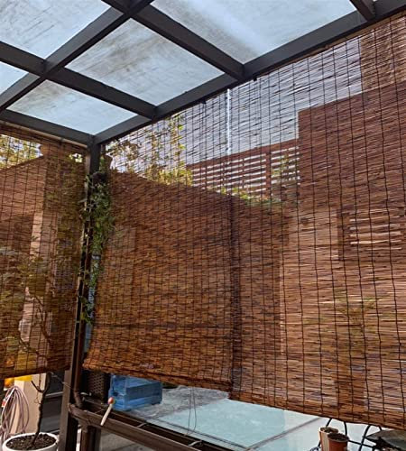 Bambusrollo für den Außenbereich Sonnenschutz für Terrasse Natur Raffrollo mit Sonnenfilterung anhebbar, ohne Bohren, Design (Breite:50/100/150 cm, Länge:70~300 cm)