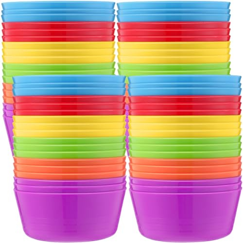 Foaincore Kids Plastic Bowls 10 oz Cereal Snack Microwave Dishwasher Safe Toddler Bowls Kids Colorful Snack Children Salad Dessert Soup Supplies