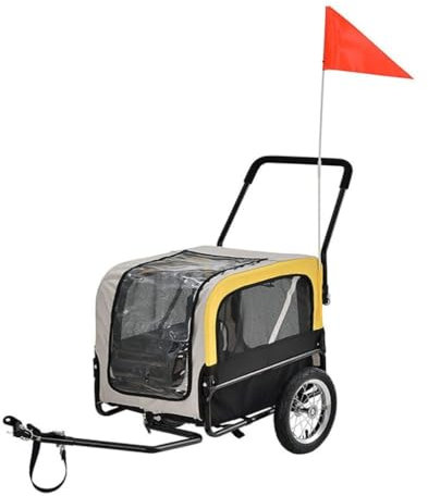 Hundewagen Fahrrad-Haustier-Anhänger, kleiner Haustier-Hunde-Kinderwagen, Outdoor-Reiten, Haustier-Kinderwagen, Park-Haustier-Kinderwagen, Reise-Haustier-Kinderwagen Katzen Kinderwagen(Yellow)