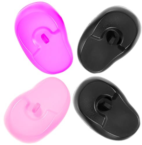 NOLITOY 4piezas Cubiertas De Oídos De Silicona Para Tinte De Cabello Impermeables y Resistentes Protección Para Baño y Salón De Accesorios De Tinte Para Oídos Rosa Negro