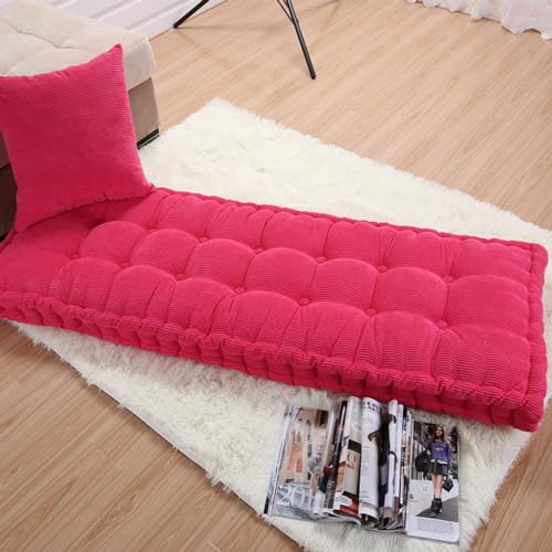 Generisch 10cm Dickes Sitzkissen Outdoor, Bankauflage Bankkissen, Gute Qualität Waschbare Gartenbank Auflage, Rechteck Sitzkissen Für Außen & Innen Sitzbank & Hollywoodschaukel,Rosa,55x190cm