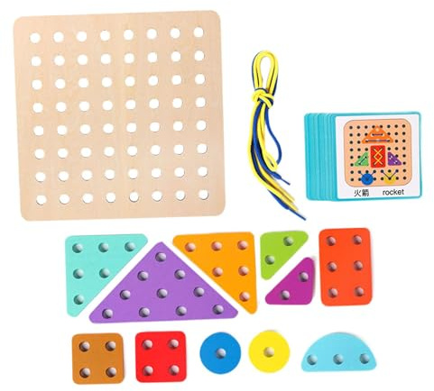 Guohetuk Holz Fädelspielzeug, Entwicklungsspielzeug für Vorschulkinder, Reisespielzeug, Pädagogisches Fädelspiel für Kinder Im Alter von 3 Und 4 Jah