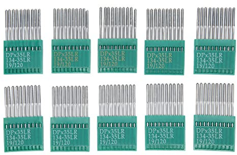 Respicefinem 100 recuento 120/19 agujas de la máquina de coser de acero evita las puntadas de omisión ideales para bordado de bricolaje de cuero