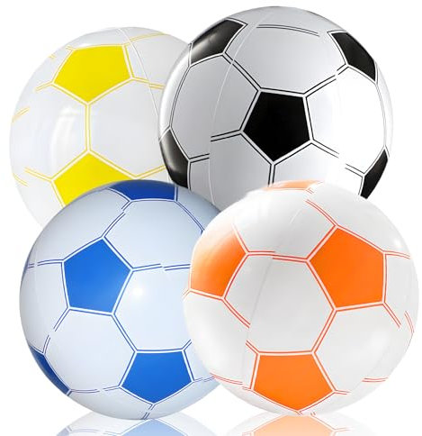 DGMI Set di 4 Pallone Gonfiabile ad Acqua, Palloncini Calcio Gonfiabili, Pallone Gonfiabile della Spiaggia, Palline da Spiaggia Gonfiabili per Interni ed Esterni per Casa, Giardino, Acqua e Spiaggia