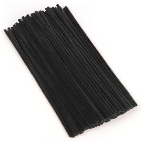 Pfeifenreiniger Schwarz 100 Stück, Pfeifenreiniger zum Basteln 30 cm x 6 mm, Pfeiffenputzerdraht Chenilledraht, Pfeifenputzer Biegeplüsch Basteldraht für DIY Art Craft Projekte, Dekoration