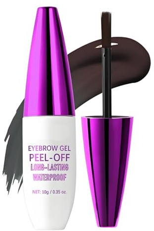 Gel teintant pour sourcils, gel peel-off pour sourcils, teinture waterproof pour facile à retirer, coloration teinture semi-permanente pour, dure jusqu'à 1 jours (#02 marron)