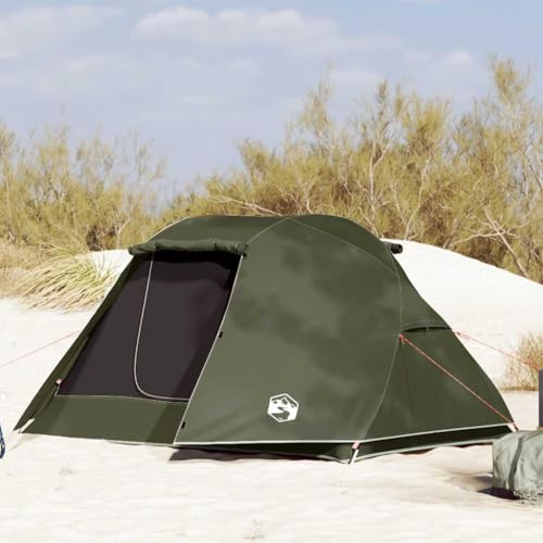 HaoChrymec Angelzelt Olivgrün mit Wasserdichtem Polyester, Einfacher Auf- und Abbau, E-Anschluss, 3 Personen Schlafplatz, Tunnelzelt, Camping Zelt, Pop Up Zelt, 312 x 216 x 114 cm