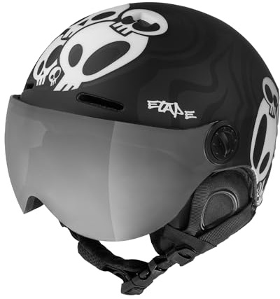 Etape Unisex-Youth Ski Helmet with Visor Skihelm, schwarz-weiß matt, 53-55