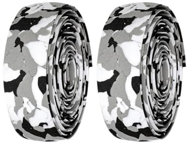 Rennrad-Lenkerband, Camouflage, EVA, Rennrad-Stopfen mit Stopfen, rutschfeste Fahrradgriffwickel für verbesserten Halt, 2 Rollen (Schwarz und Weiß)
