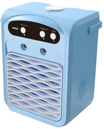 dwxnauixl Enfriador de aire de escritorio con luces LED, práctico para el hogar y el dormitorio. Mini enfriador aire evaporativo con humidificación, azul