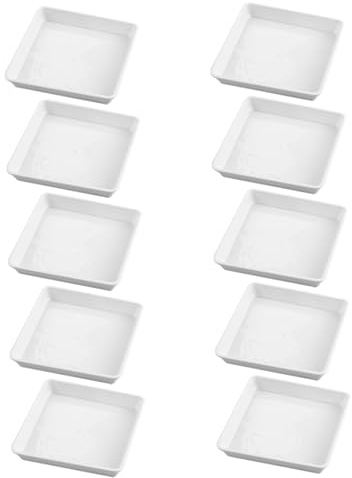 UPKOCH 10pezzi Piatto per Piante Quadrato in Plastica Vassoio di Raccolta Acqua per Fioriere Sottovaso Decorativo per Vasi da Interno Ed Esterno Bianco con Bordi Arrotondati