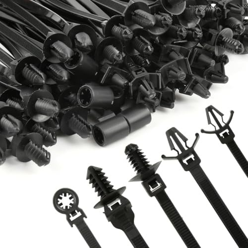 OctBird 110-PCS Wire Ties for Cables, Nylon Universal Cable Tie Buckle, Self-Locking Wire Clip Ties, Snap-fit Nylon Fastening Clip for Car Repairs, Automotive Tie, Grip Auto Zip Tie