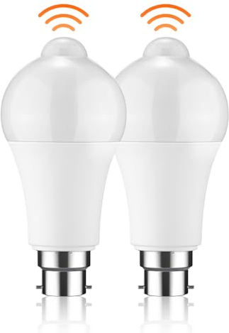 OurLeeme Motion Sensor LED Bulb, 2 Pack B22 LED Warm White