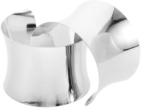Toyvian Chunky Silver Cuff Bracelet for Women Geometric Open Wide Bangle Pair Street Style Punk Fashion Jewelry