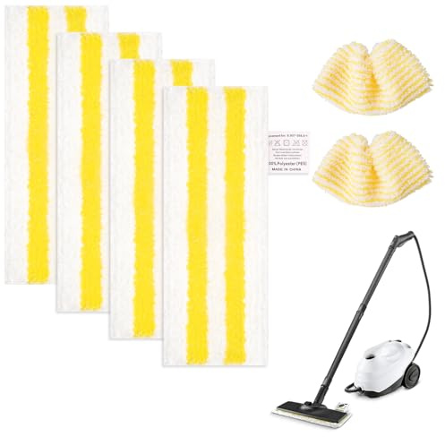 LOVECO 6er Ersatz-Mikrofasertuch Set kompatibel für Kärcher EasyFix | 4 Bodendüse│ 2 Handdüse│ Wiederverwendbar│ Kratzfreie Reinigung für Hartböden│ für Kärcher Dampfreiniger SC1-5