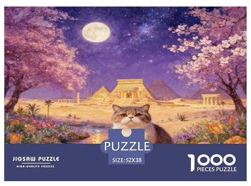 Puzzle Chat Exotic Shorthair 1000 Pièces pour Adultes Et Enfants, Jeu De Société Convivial, Casse-tête Buisson Fleuri, Décoration Intérieure, Idée Cadeau 52x38cm/1000pcs
