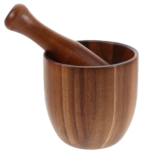 BESPORTBLE Tarro de Madera para Moler Triturador de Ajo Manual de Madera Tazón para Moler Ajo Tazón para Triturar Manualmente para Mezclar y Especias Herramientas para Triturar Cocina