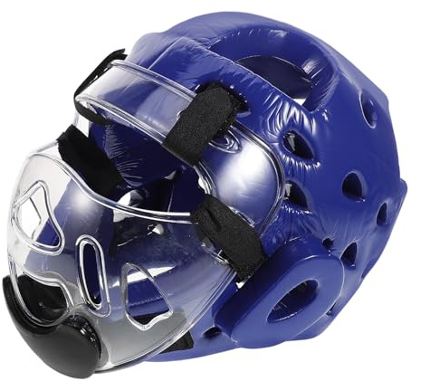 Healvian Casco da Taekwondo per Bambini con Maschera Viso Trasparente, Protezione Completa Testa Regolabile, Ventilazione Traspirante per Allenamento e Sparring Arti Marziali