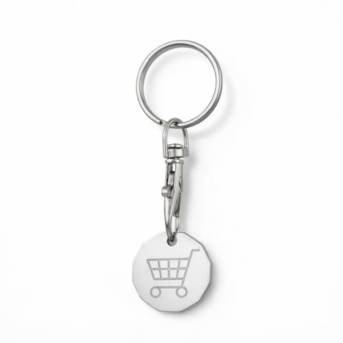 VEOWOO Shopping Cart Keychain – Trolley Token Keychains Bag Charm for Women, Grocery Cart Tokens Key Chain Gifts for Shopping Lovers, Girls, Friends - Silvery