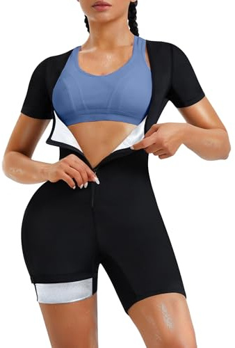 KUMAYES 4 en 1 Trajes Sauna Compresion Adelgazantes Mono de Cuerpo Completo Entrenador Adelgazante Sudoración Deporte Shapewear Fitness Mujeres