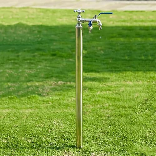 Generico Rubinetto da Giardino a Colonna autoportante da 99 cm - Rubinetto da Esterno in Acciaio Inox 304 antigelo. Elegante e Resistente Fontana a Pavimento per Giardino, Patio e Prato.