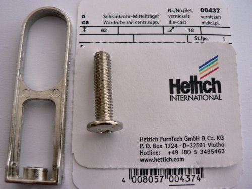 Hettich Schrankrohr-Mittelträger vernickelt, Maße 63/18 mm, 1 Stück, Artikelnr. 437 | Artikelnr. 437
