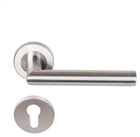 Paire de Poignées de porte sur Rosaces Rondes  Elsa Angle Vif  inox 304 KLOSE BESSER - +1 Paire de rosaces cylindre
