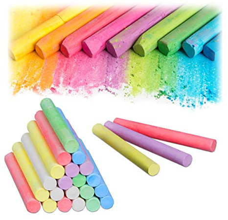 Relaxdays Confezione da 1200 gessetti per lavagna e strada, in 6 colori, per bambini e insegnanti, rotondi, Ø 9 mm, colorati