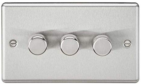 Knightsbridge CL2183BC 2 Way Trailing Edge Dimmer, Rounded Edge Brushed Chrome, 3G, 10-200 W, 5-150 W LED