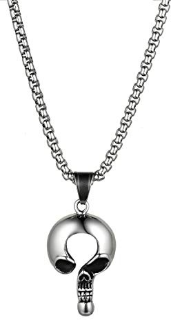 Flongo Herren-Kette Männer Kette Halskette mit Anhänger Silber Hip Hop Gotik Biker Herren-Accessoires