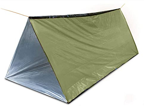 Notfall-Survival-Zelt, 150 x 250 cm, wasserdicht, für 2 Personen, Mylar, Thermo-Unterschlupf für Wandern, Camping