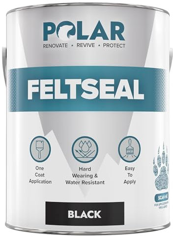 Polar Black Felt Seal - 2.5 Litre - Instant Waterproof Roof Sealant - Ideal for Flat or Pitched Felt, Shed & Garage Roofs - Easy to Apply