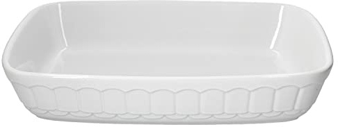 MamboCat weiße Auflaufform 3 Liter Keramik Backform rechteckig I große Servierschale für die mediterrane Küche I Cazuela Ofenform feuerfeste Schale für Tartes und Quiches I Keramikform eckig