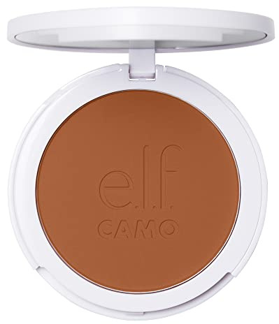 e.l.f. Camo Powder Foundation, Lightweight, Primer-Infused Buildable & Long-Lasting Medium-to-Full Coverage Foundation, Deep 500 W