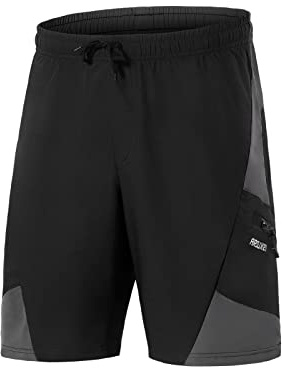 ARSUXEO Herren Radhose MTB-Shorts Fahrradhosen Mountainbike-Shorts mit gefütterter Fahrradhose Lockere Passform Leichtgewicht B2204 Schwarz S