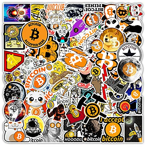 Bitcoin Aufkleber für Laptop(50 PCS),Geschenk für Kinder Teens Erwachsene Jungen,Bitcoin Wasserdichte Aufkleber für Wasserflaschen,Vinyl Stickers für Scrapbook,Skateboard,Auto