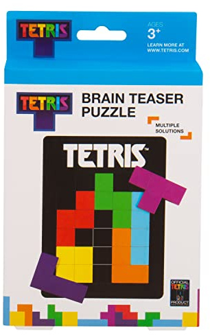 Tetris Tetrimino former 3D hjärngymnastik pussel. Innehåller 7 Tetrimino-delar i trä och platt pusselbräda i trä. Officiellt licensierad Tetris Merchandise.