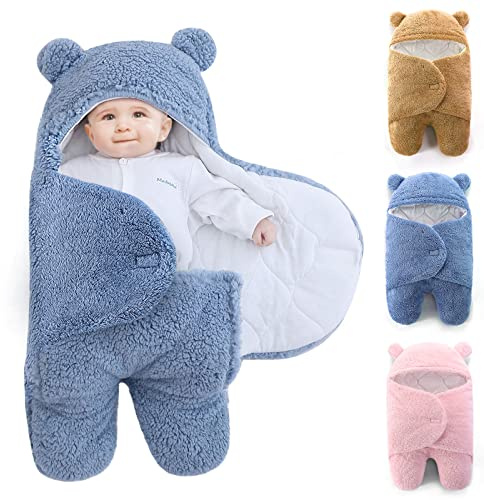 SUPGOMAX Coperta con cappuccio per neonato Teddy, coperta con cappuccio, coperta invernale regolabile da 0 a 6 mesi