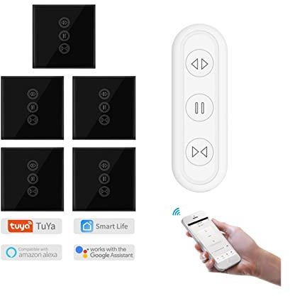 Smart WiFi Curtain Motor Switch With Remote For Electric Blinds Window Roller Shutter Sunscreen Control (Color : 1 remote 5 switches)