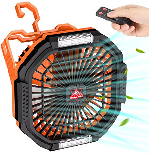 Diealles Shine Ventilador Camping, 10400mAh Ventilador Recargable, Ventiladores de Camping con Linterna LED, Ventiladores de Sobremesa para al Aire Libre Hogar Oficina
