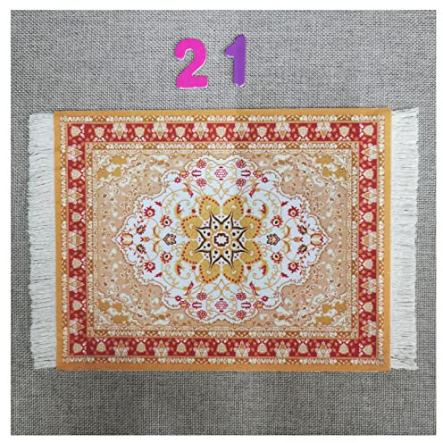 Egurs Mauspad Teppich Muster Perser Stil Orientteppich Mini Teppich Untersetzer mit Quaste Computer Zubehör Bunte Glasuntersetzer Glascoaster 21#
