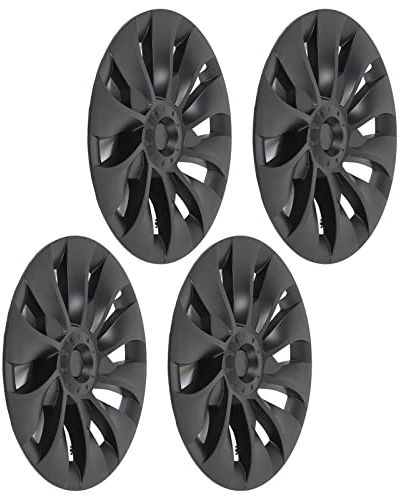 4 Stück Model 3 Radkappen, Premium 18 Zoll Mattschwarze Radkappen Felgenabdeckung, Vollständiger Schutz, Ersatz Radkappen Kompatibel mit 2017–2023 Modell 3