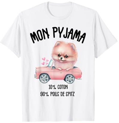 Spitz Nain Cadeau Humour Pyjama Chien Loulou De Poméranie T-Shirt