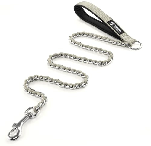 TSPRO Metall‑Hundeleine aus Edelstahl mit Weichem Griff, Länge 110 cm | Langlebige Hundeleine, Verstellbar für Mittelgroße und Große Hunde, für Spaziergänge, Laufen & Training, 8 Farben