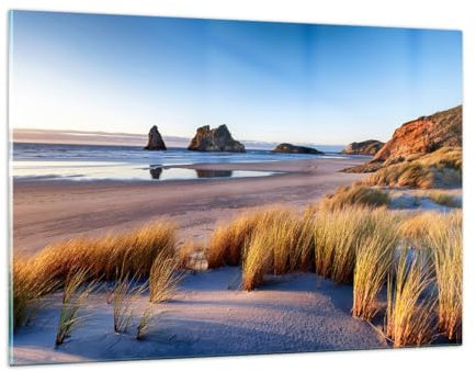 Wandbilder Dekoration Wohnzimmer Dünen Strand Natur Bilder auf Glas 120x80cm Glasbild Schlafzimmer Küche Deko Wand Kunstdruck Art Groß XXL Wanddeko Bild im Glas Modern Wall Decor GAA120x80-5880