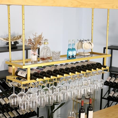 whalebee Weinglashalter Aus Metall Aufbewahrungsregale Länge 60cm-200cm Stielgläserregal Hängendes Weinglasregal Höhenverstellbar, Leicht Zugänglich Glashalter Weinglas Halterung Für Bar, Küche