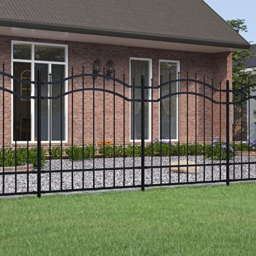 Camerina Clôture de Jardin avec Sommet de Lance Noir 165 cm,Barriere Jardin Exterieur,Barriere Jardin,Portillon Grillage